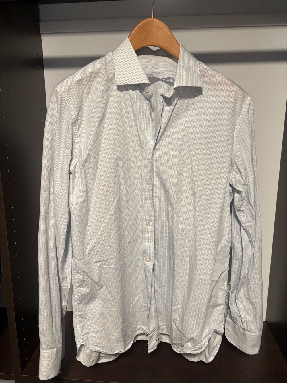 UMAN by Caruso Black Men's Long-Sleeve Button-Up Shirt in Light Blue Plaid